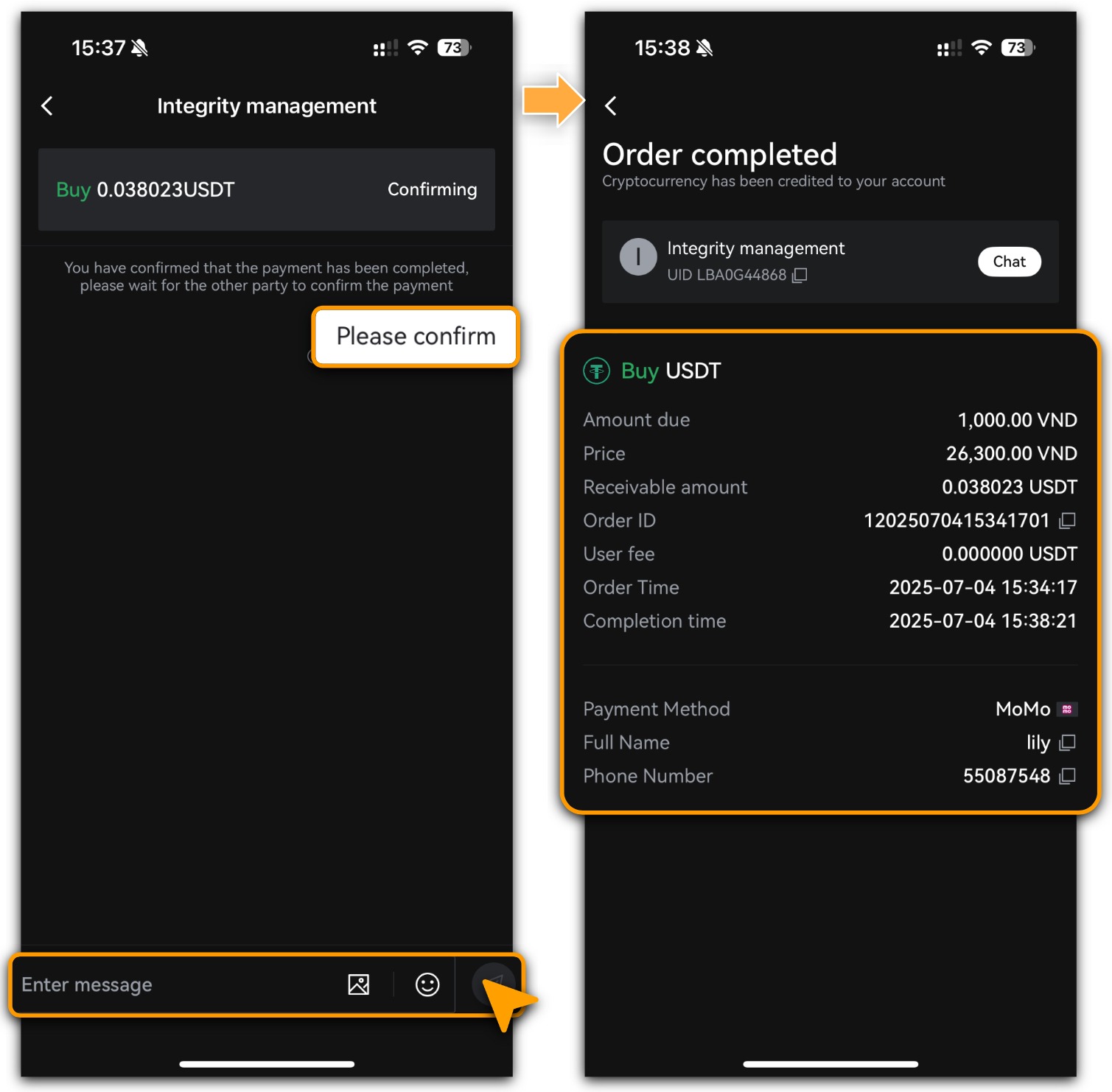 فرایند تایید واریز p2p ال بانک