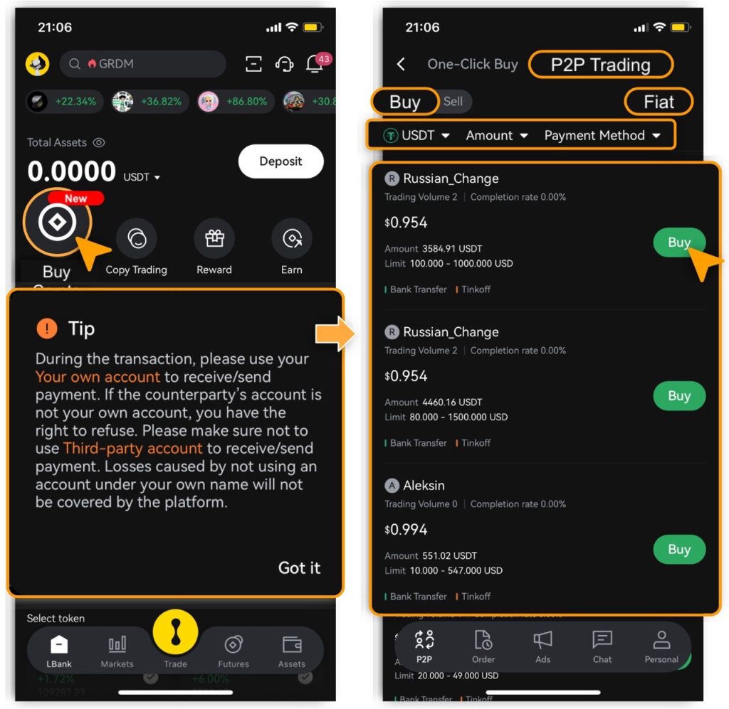 نحوه خرید رمزارز P2P ال بانک
