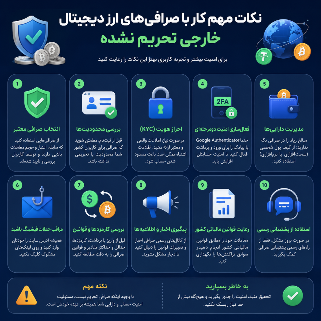 بهترین صرافی ارز دیجیتال خارجی بدون تحریم برای ایرانیان 2026