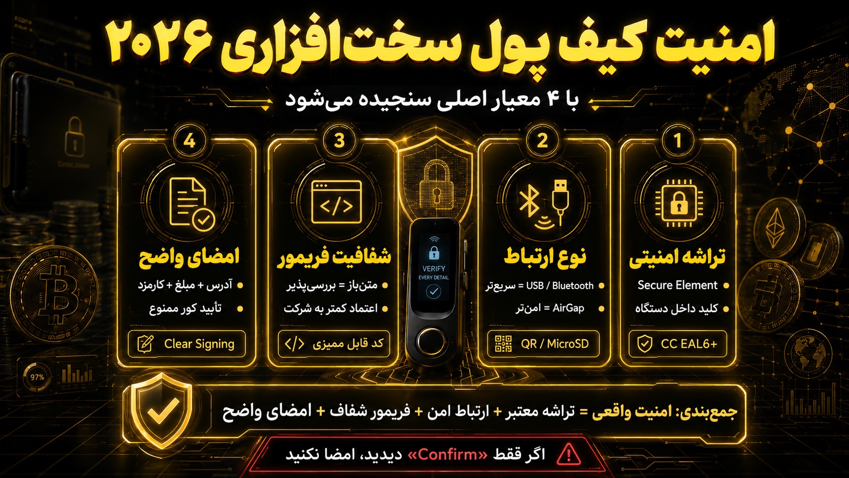 امنیت بهترین کیف پول سخت افزاری ارز دیجیتال در سال ۲۰۲۶ چگونه سنجیده میشود؟