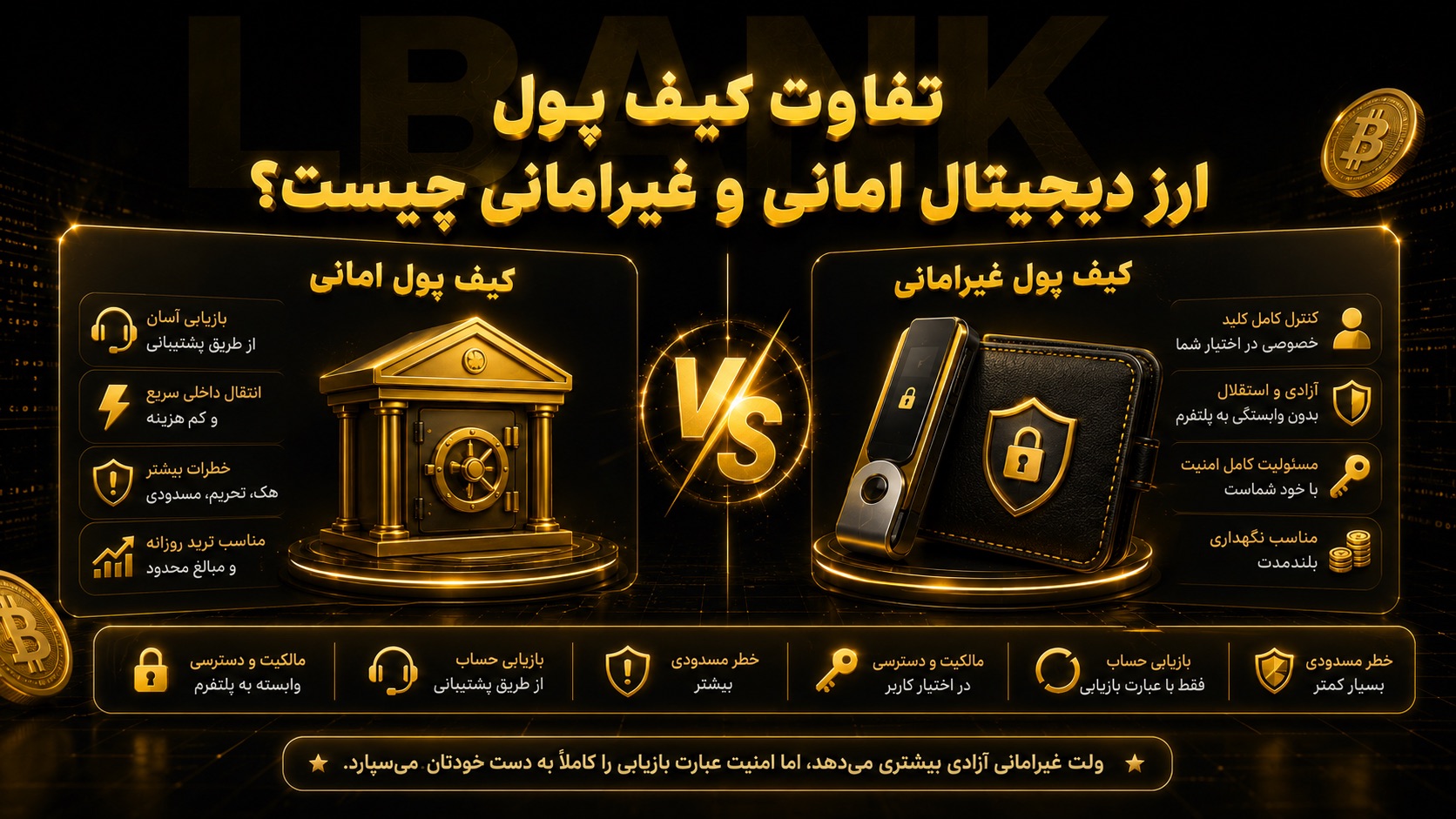 تفاوت کیف پول ارز دیجیتال امانی و غیرامانی چیست؟