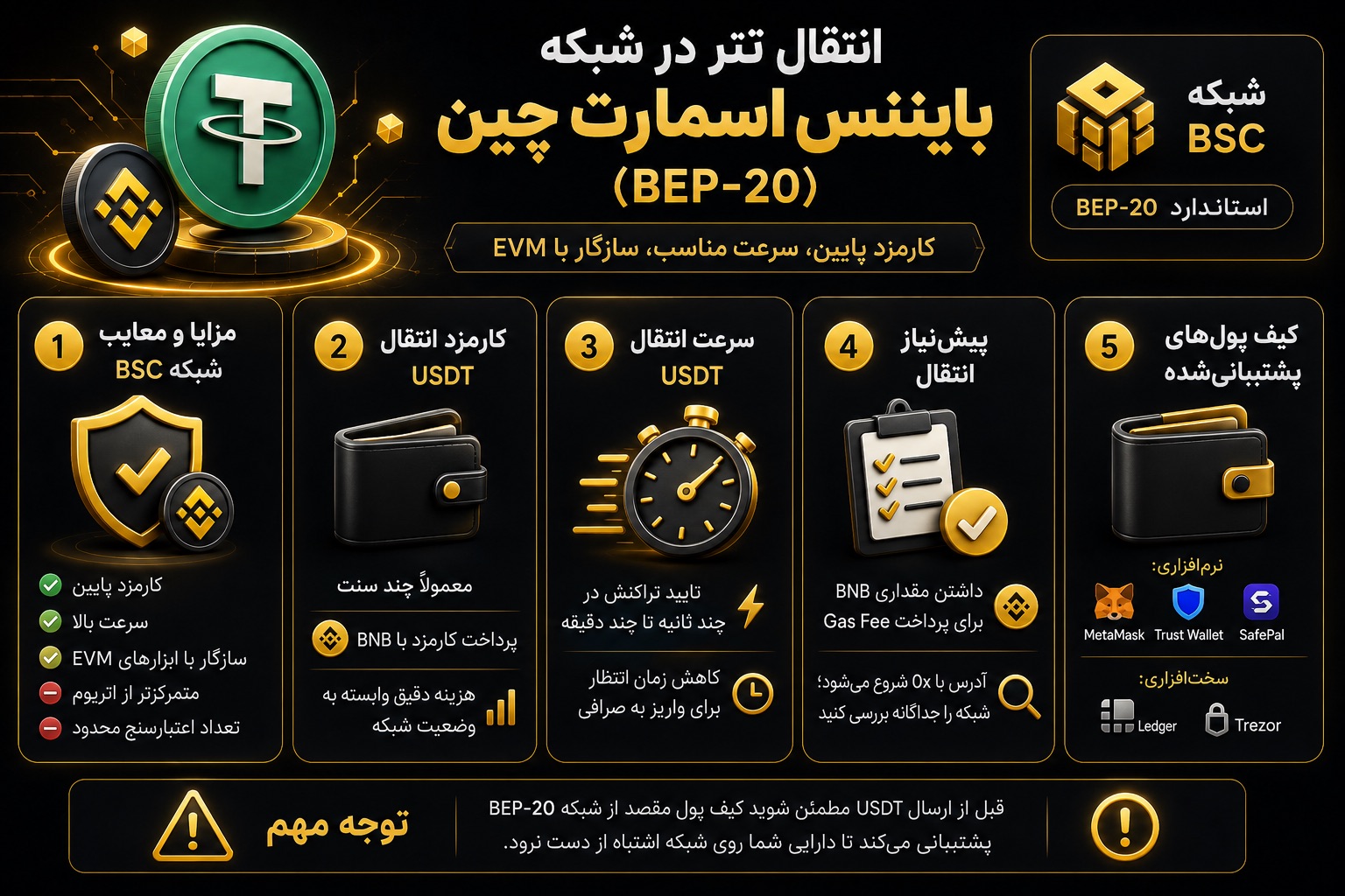 آیا شبکه بایننس اسمارت چین (BEP-20) بهترین شبکه برای انتقال تتر است؟
