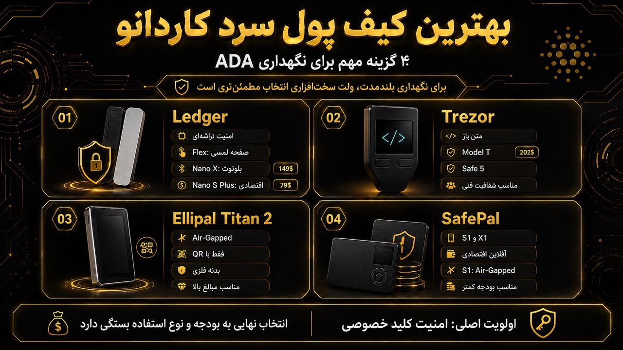 بهترین کیف پول ارز دیجیتال کاردانو برای ذخیره‌سازی سرد کدام است؟