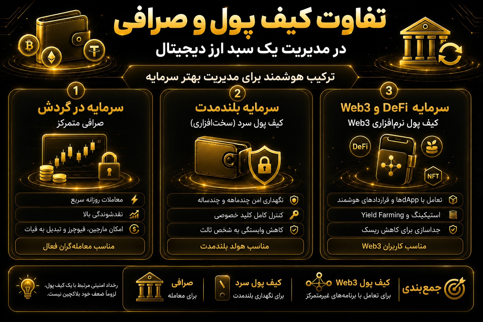 تفاوت کیف پول و صرافی در مدیریت یک سبد ارز دیجیتال چیست؟