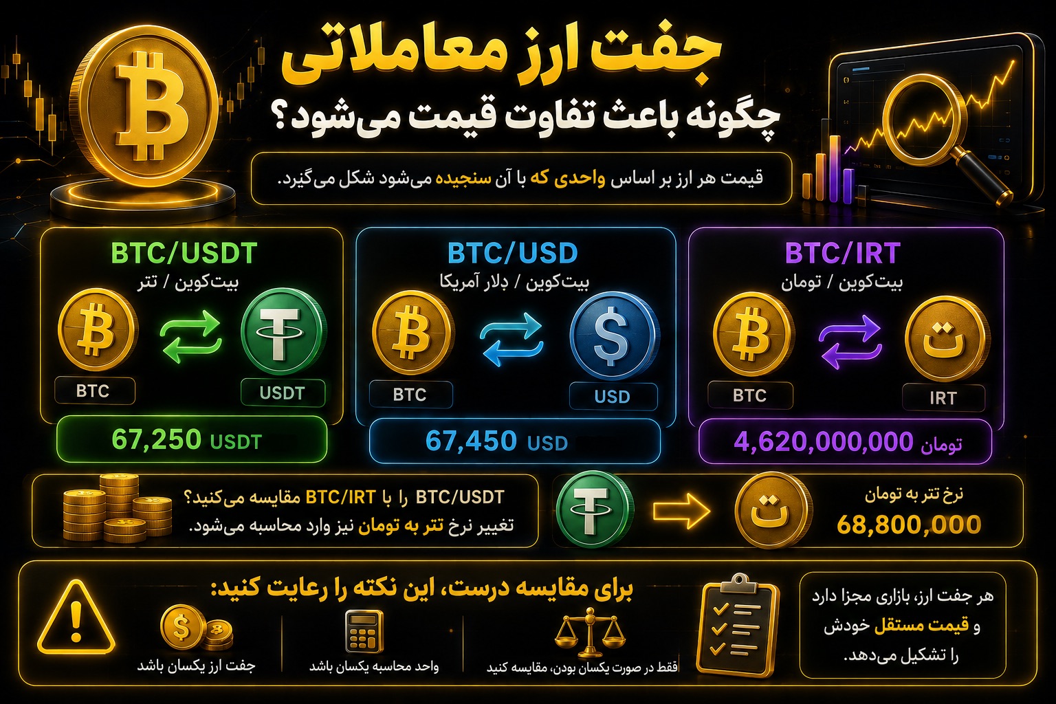 جفت ارز معاملاتی چگونه باعث تفاوت قیمت یک ارز در صرافی های مختلف می‌شود؟