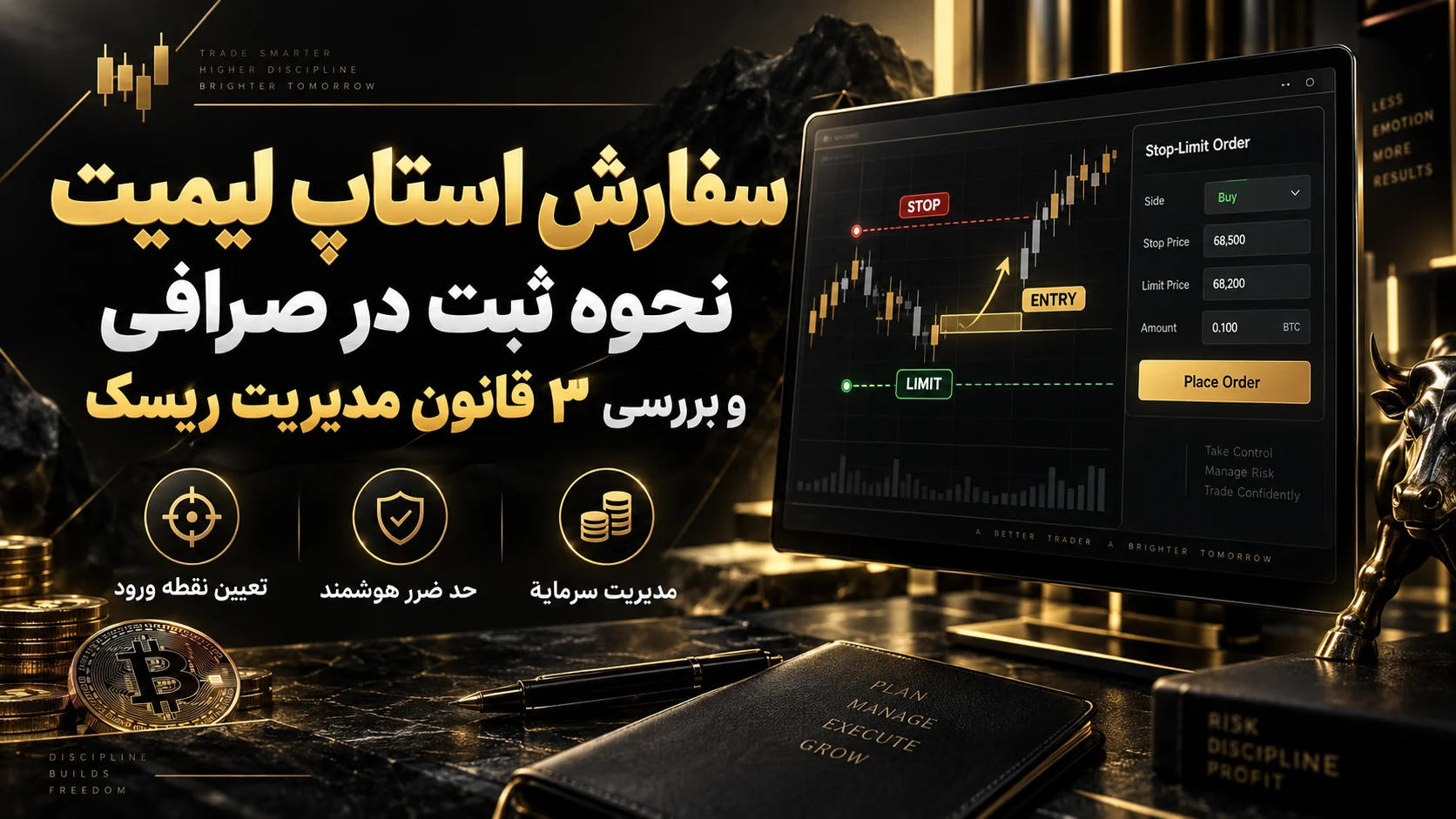 سفارش استاپ لیمیت 📊 نحوه ثبت در صرافی و بررسی ۳ قانون مدیریت ریسک