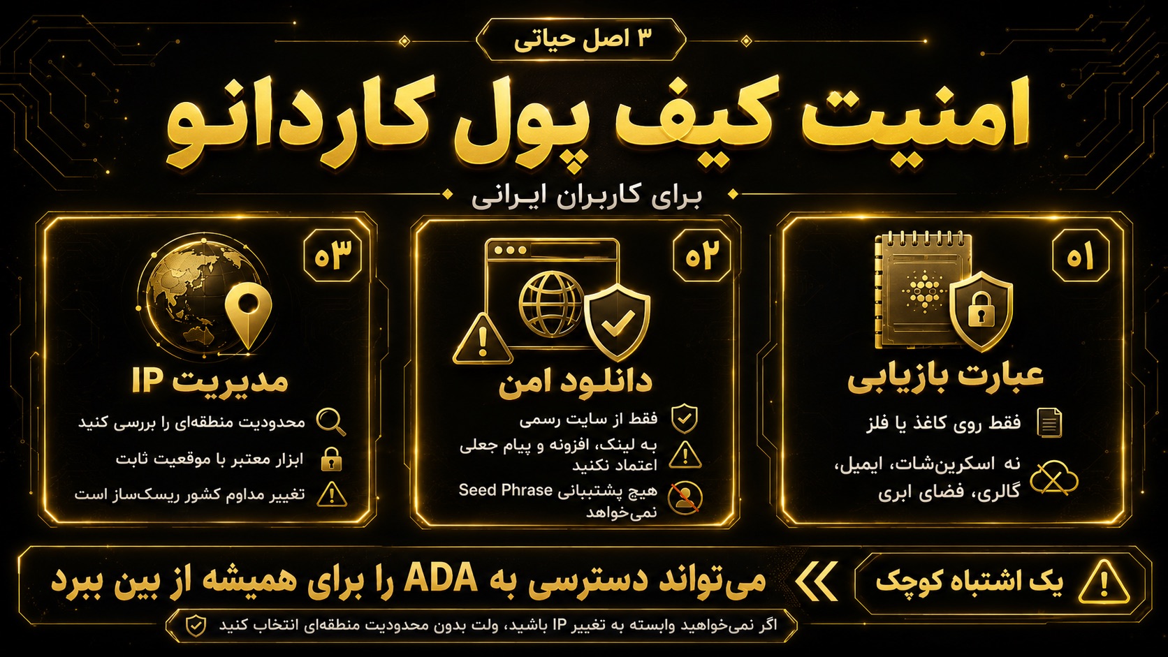 چطور امنیت کیف پول ارز دیجیتال کاردانو را برای کاربران ایرانی حفظ کنیم؟