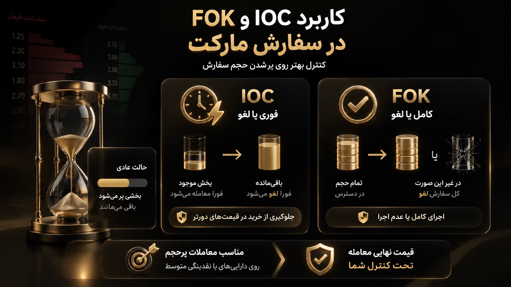کاربرد گزینه‌های زمانی IOC و FOK در سفارش مارکت چیست؟
