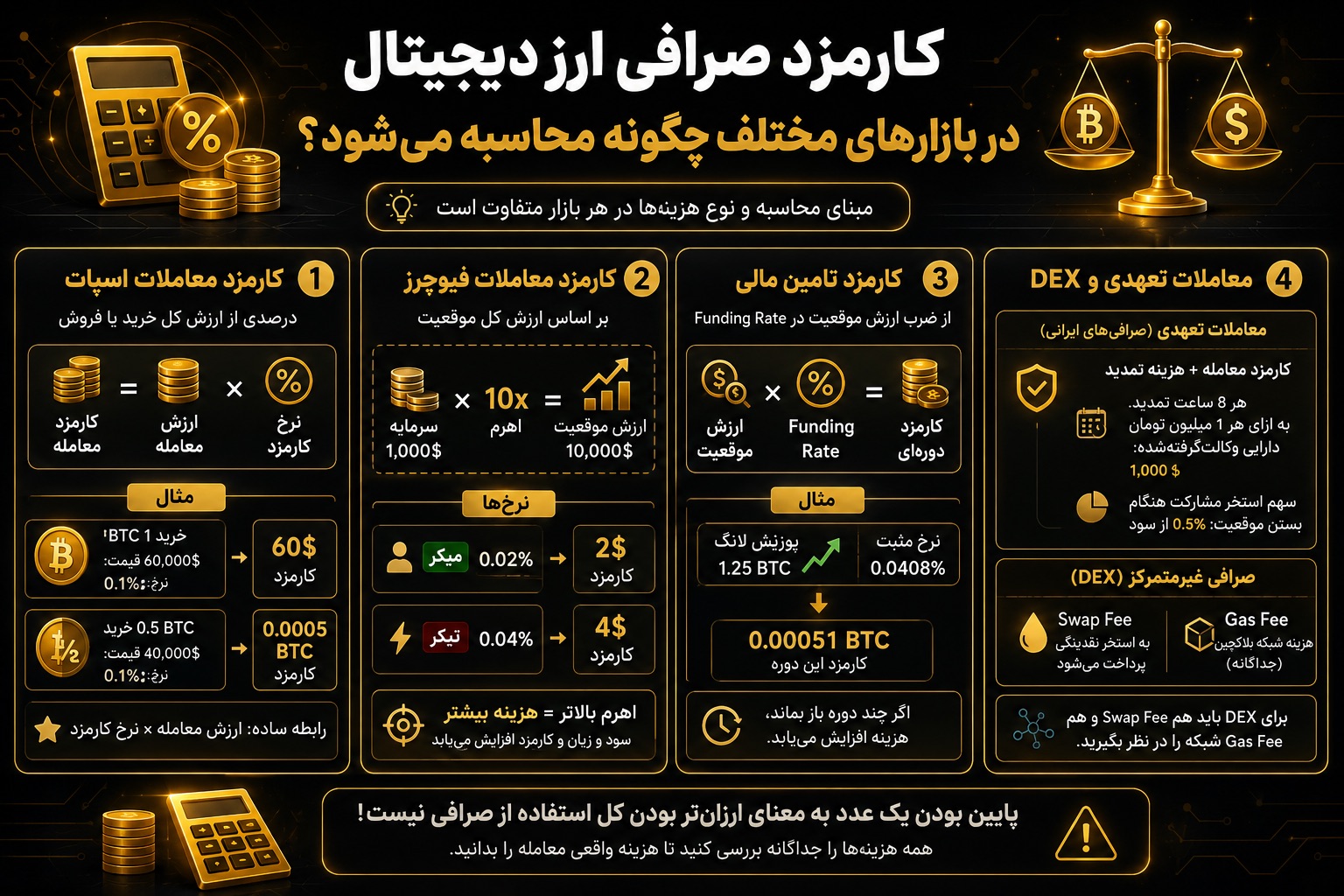 کارمزد صرافی ارز دیجیتال در بازارهای مختلف چگونه محاسبه می‌شود؟