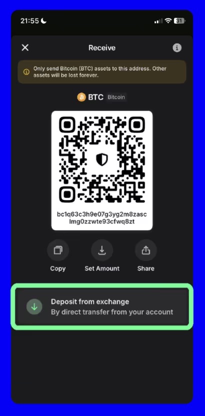 Deposit From Exchange را انتخاب کنید