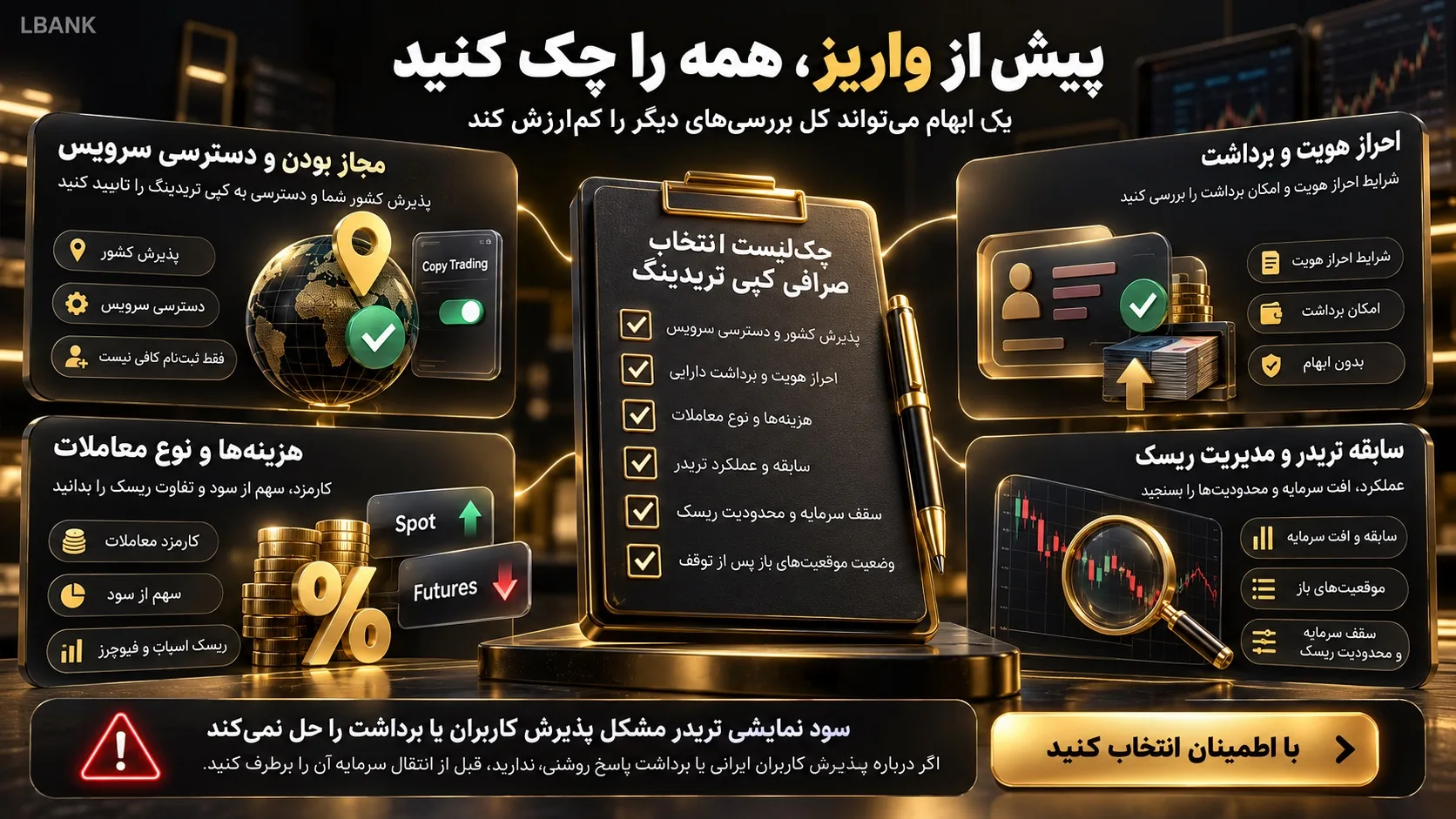 چک‌لیست نهایی انتخاب صرافی کپی تریدینگ